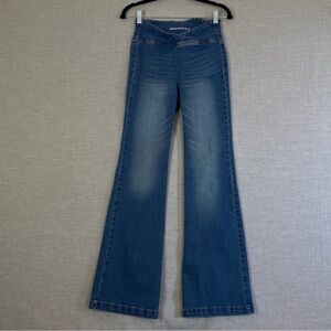 Aeropostale Pull on Flare Jeans Womens XS Medium Wash Blue Mid Rise Factory Fade